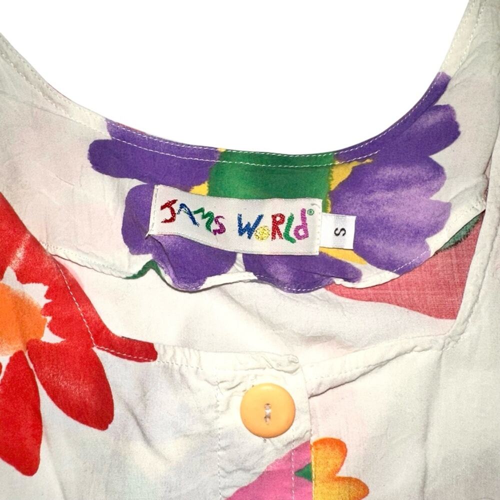 Jams World Hattie Vintage Floral Short Sleeve Colorful Mini Dress SMALL - Picture 3 of 6
